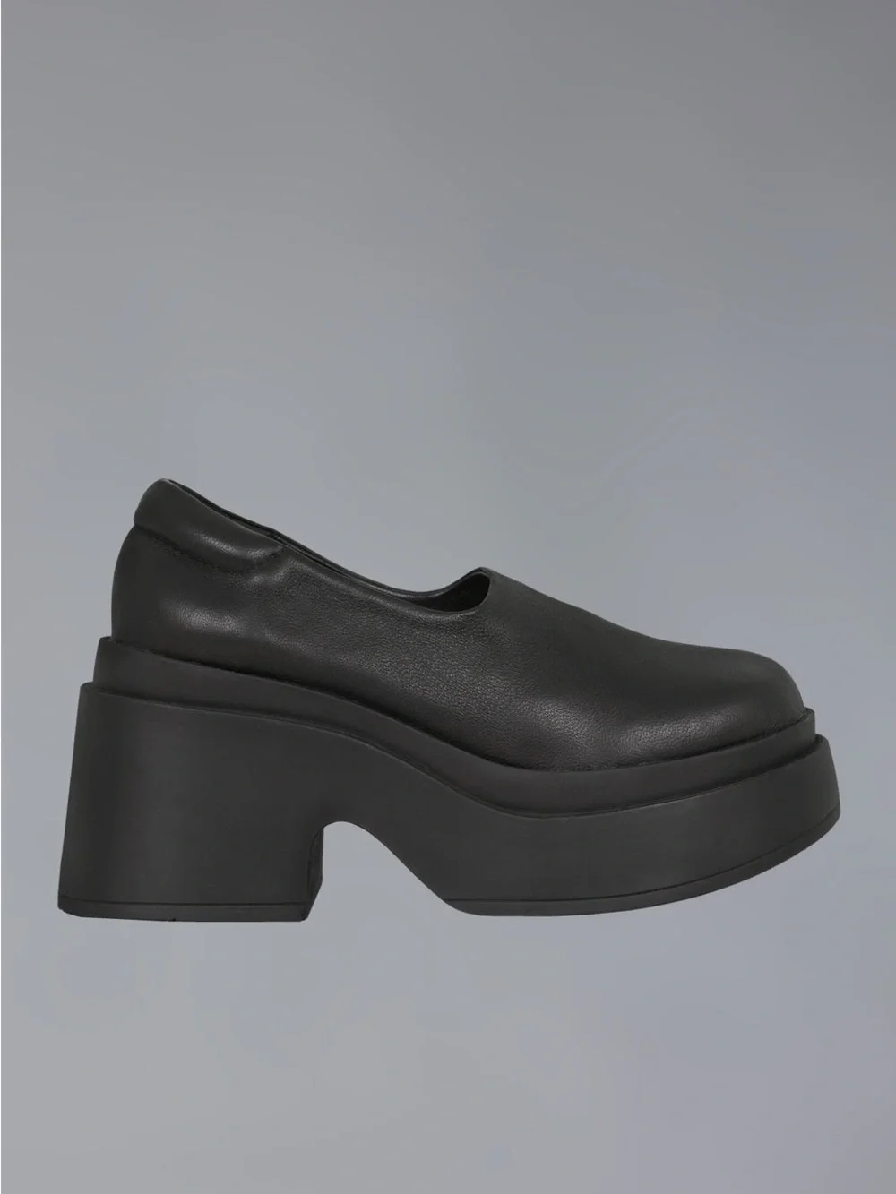 UNIF Black Leather Flex Platform Slip On Shoe Size 11